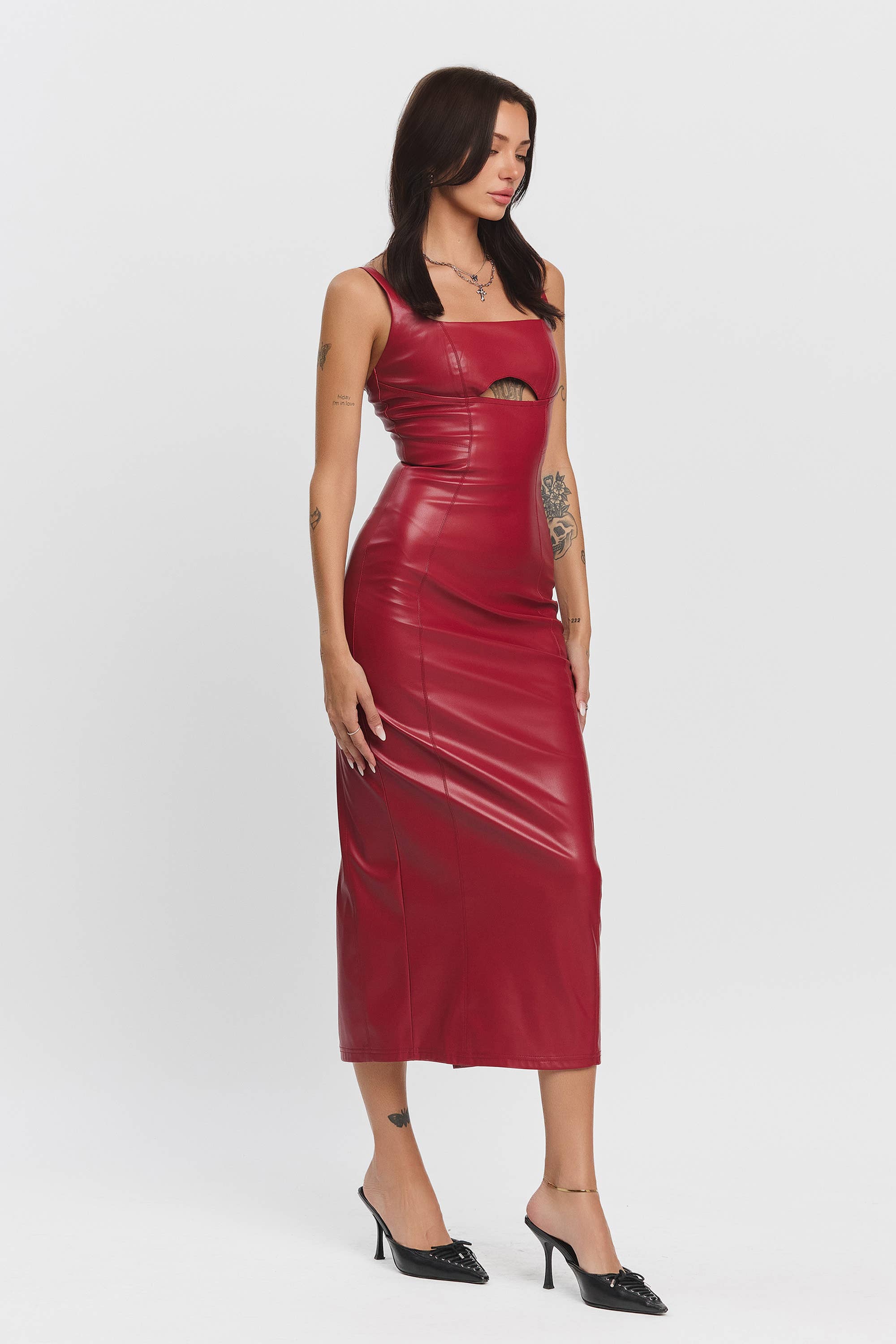 Alara Vegan Leather Cut-Out Maxi Dress