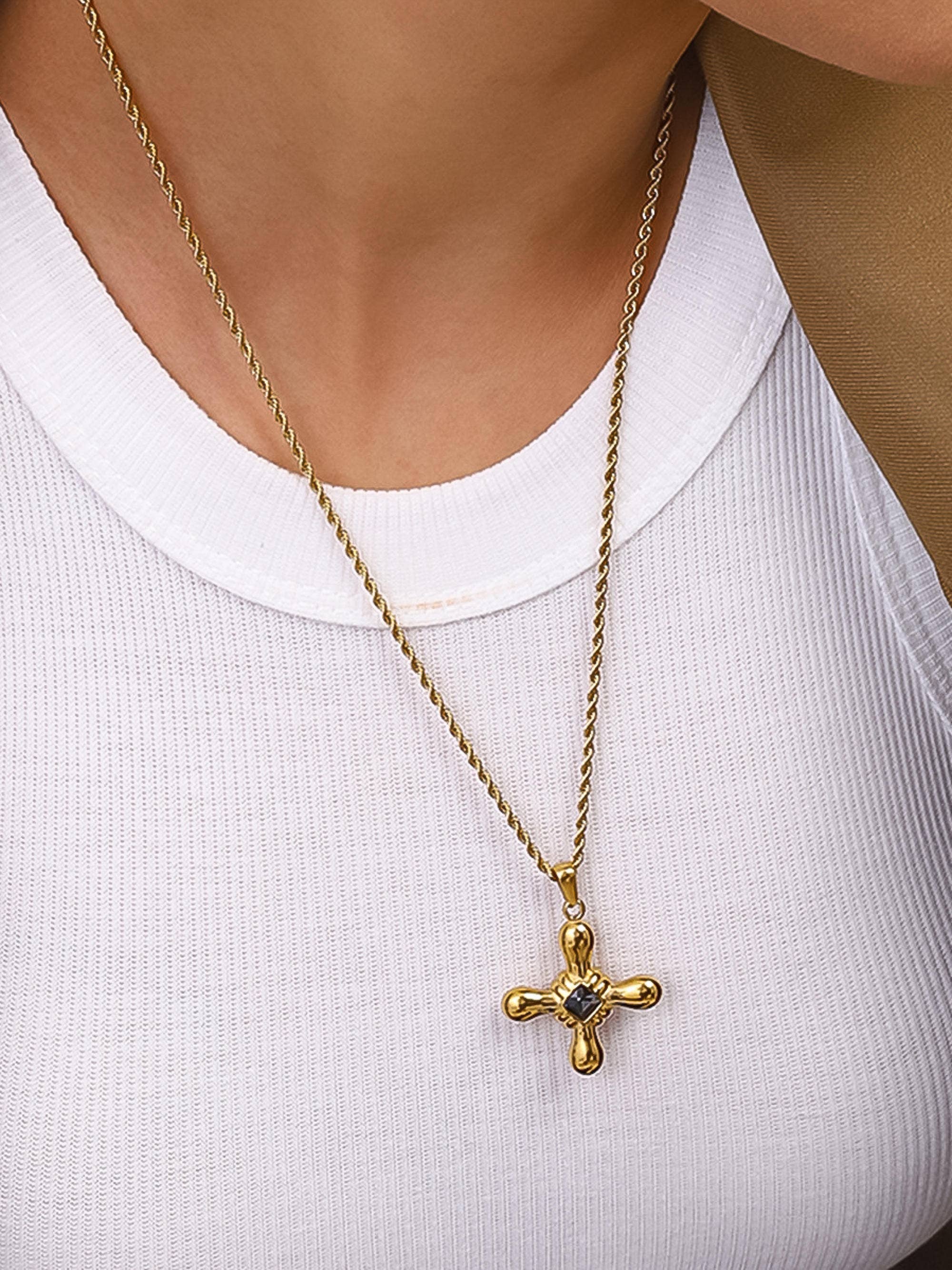 Chantal Stone Cross Necklace