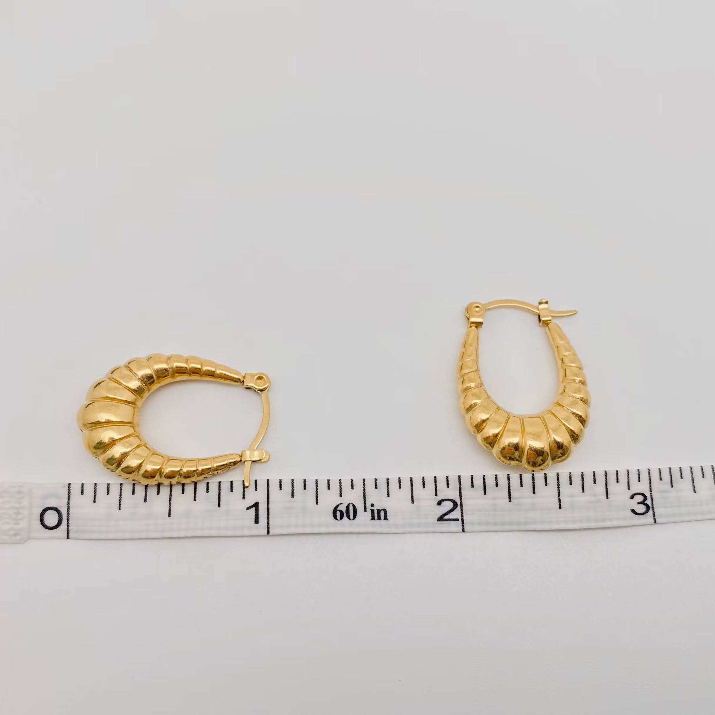 Shrimp Pattern Hollow 18K Gold Plated Hoop Earrings - FGS