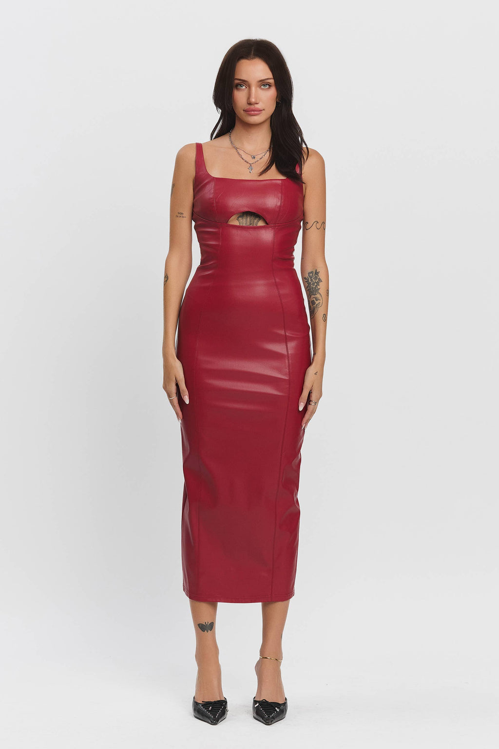 Alara Vegan Leather Cut-Out Maxi Dress
