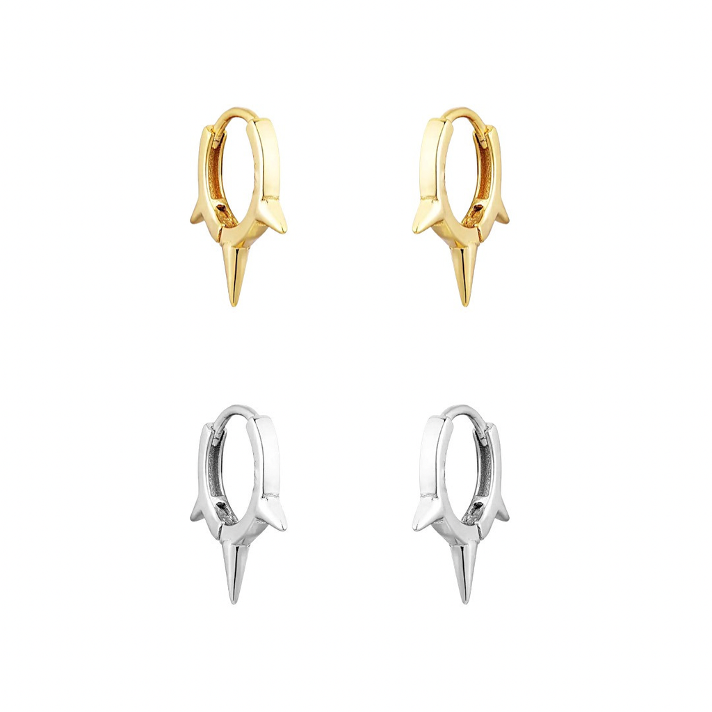 Triple Spike Huggies Earrings