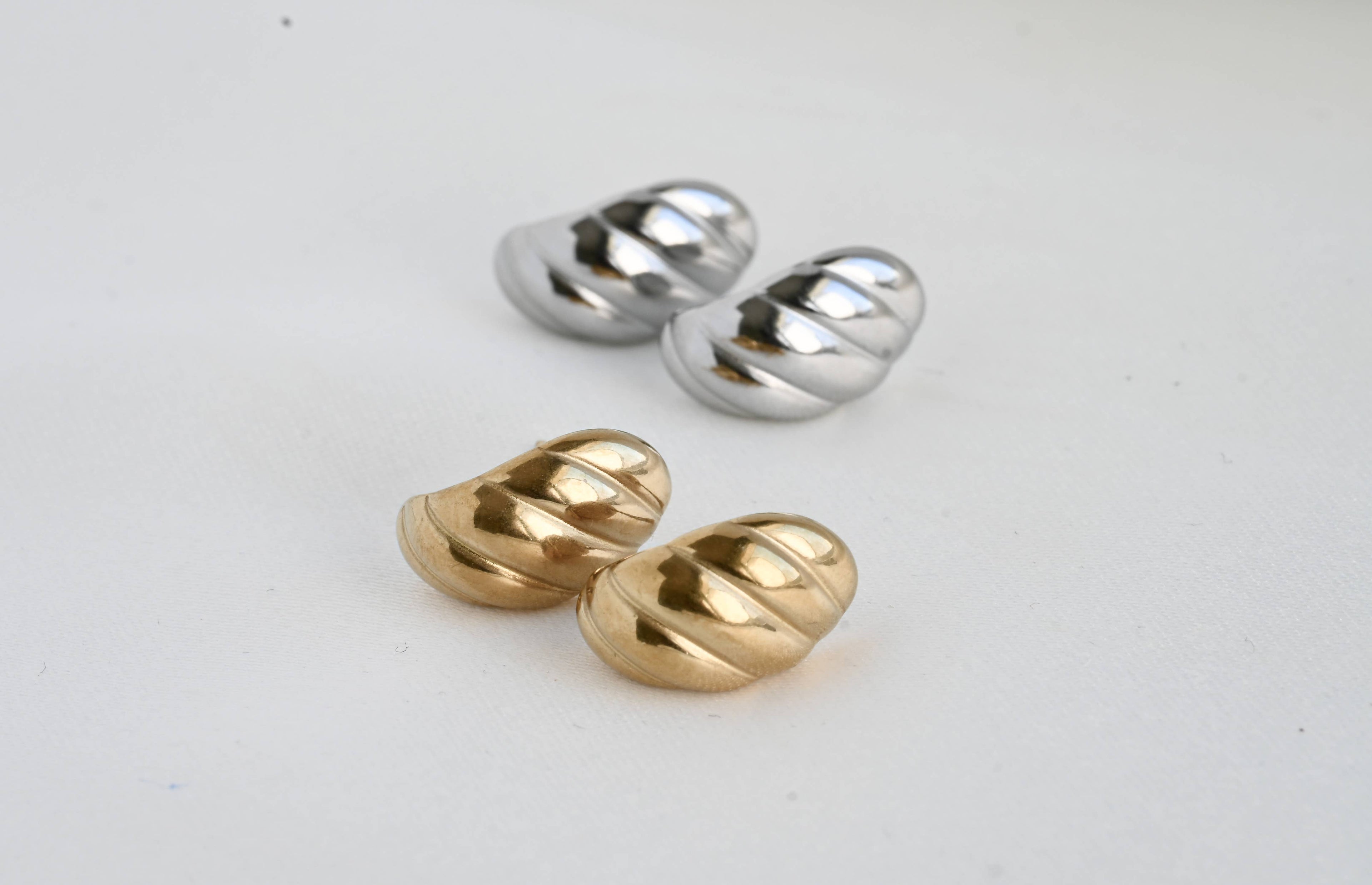 Small Croissant Huggies - Waterproof 18k Gold Dome Earrings
