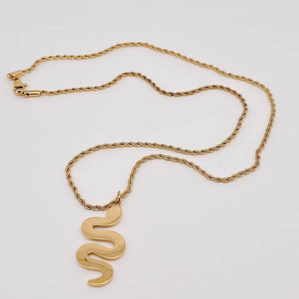 18k Gold-plated Stainless Steel Snake Pendant Necklace - FGS
