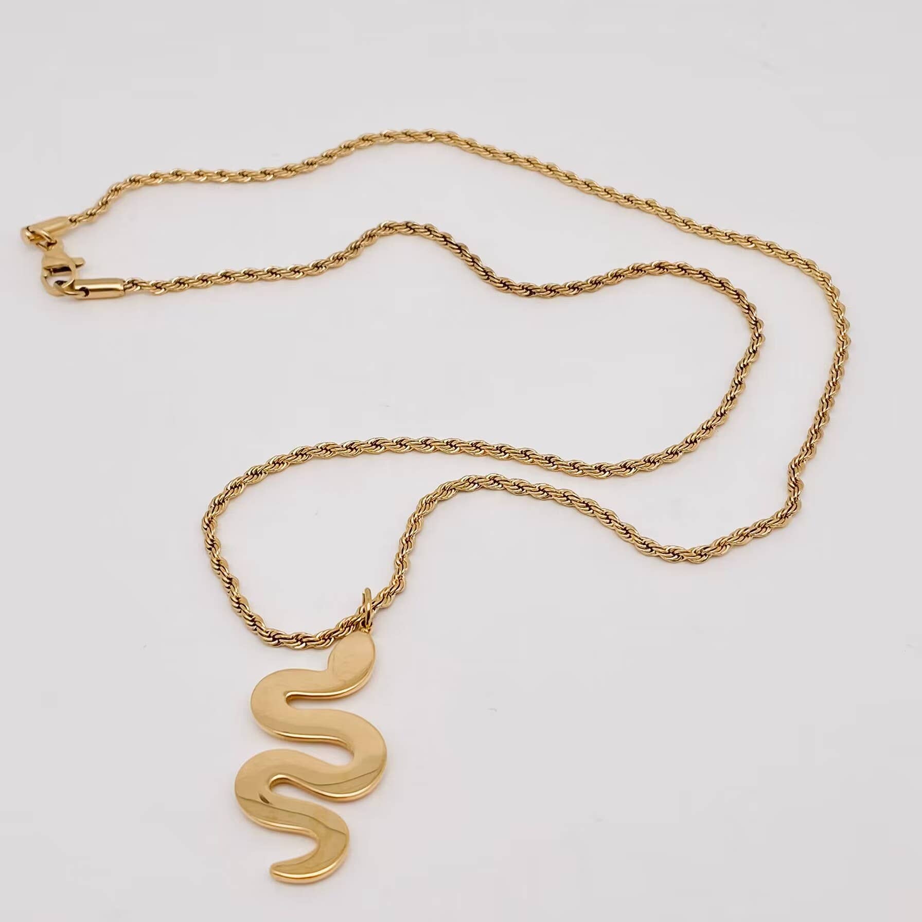 18k Gold-plated Stainless Steel Snake Pendant Necklace - FGS