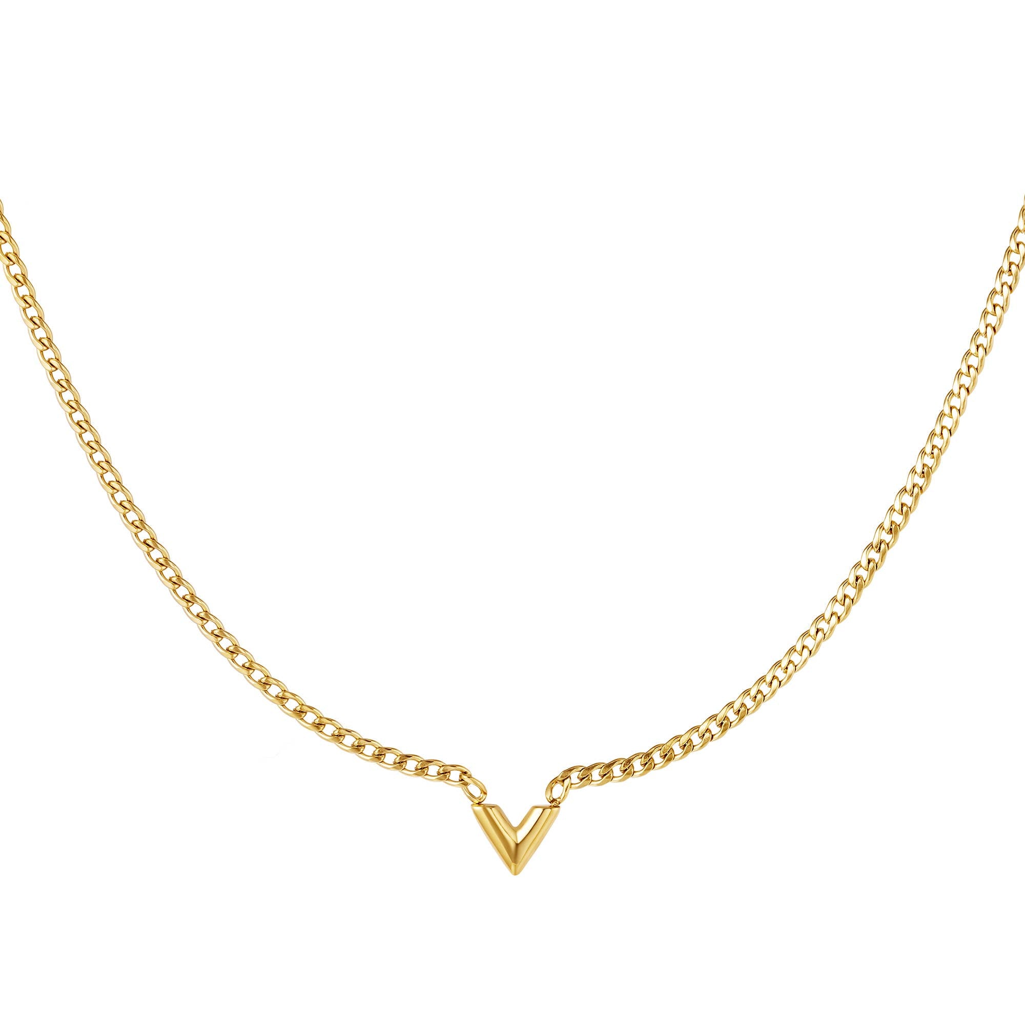 Stainless Steel Necklace Letter V
