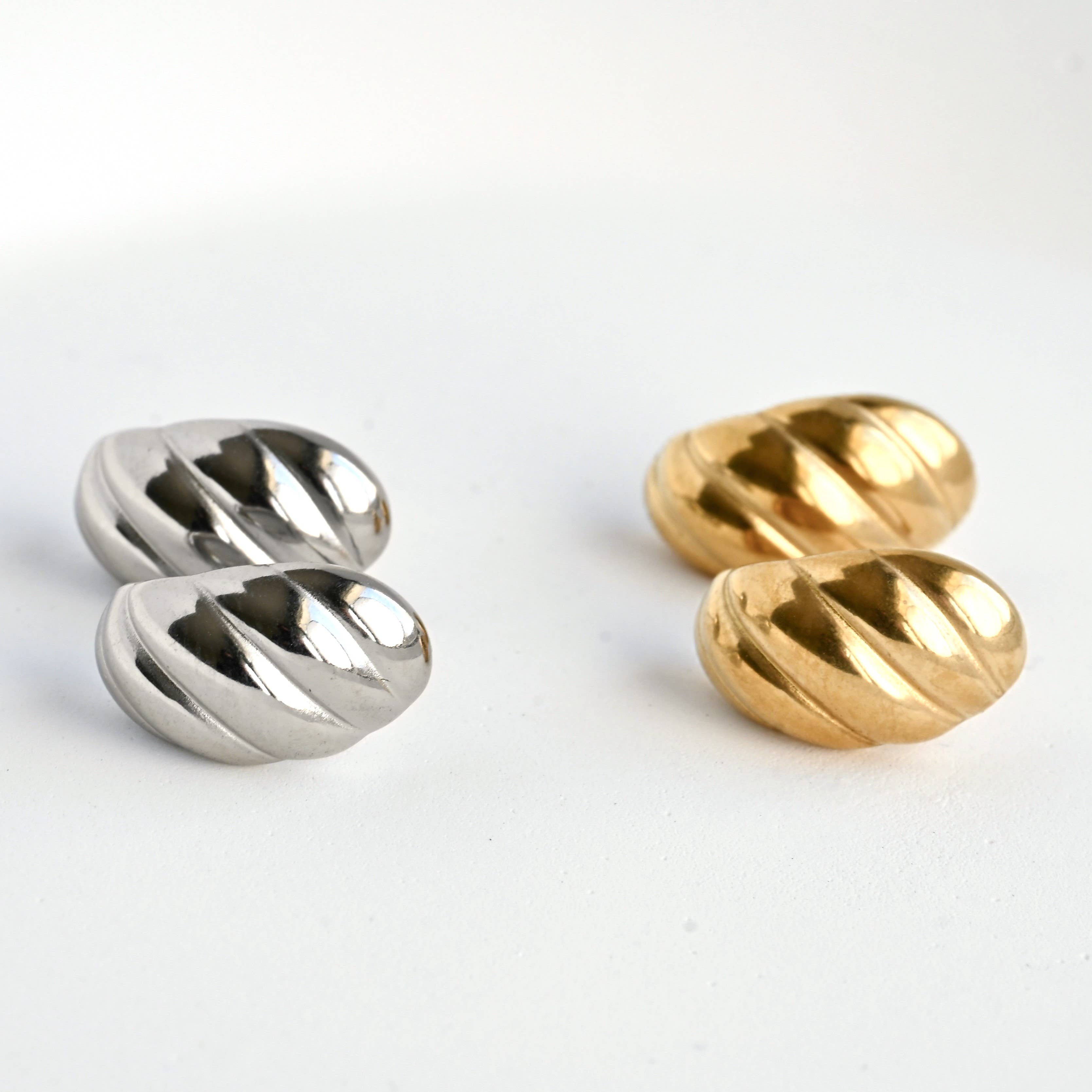 Small Croissant Huggies - Waterproof 18k Gold Dome Earrings