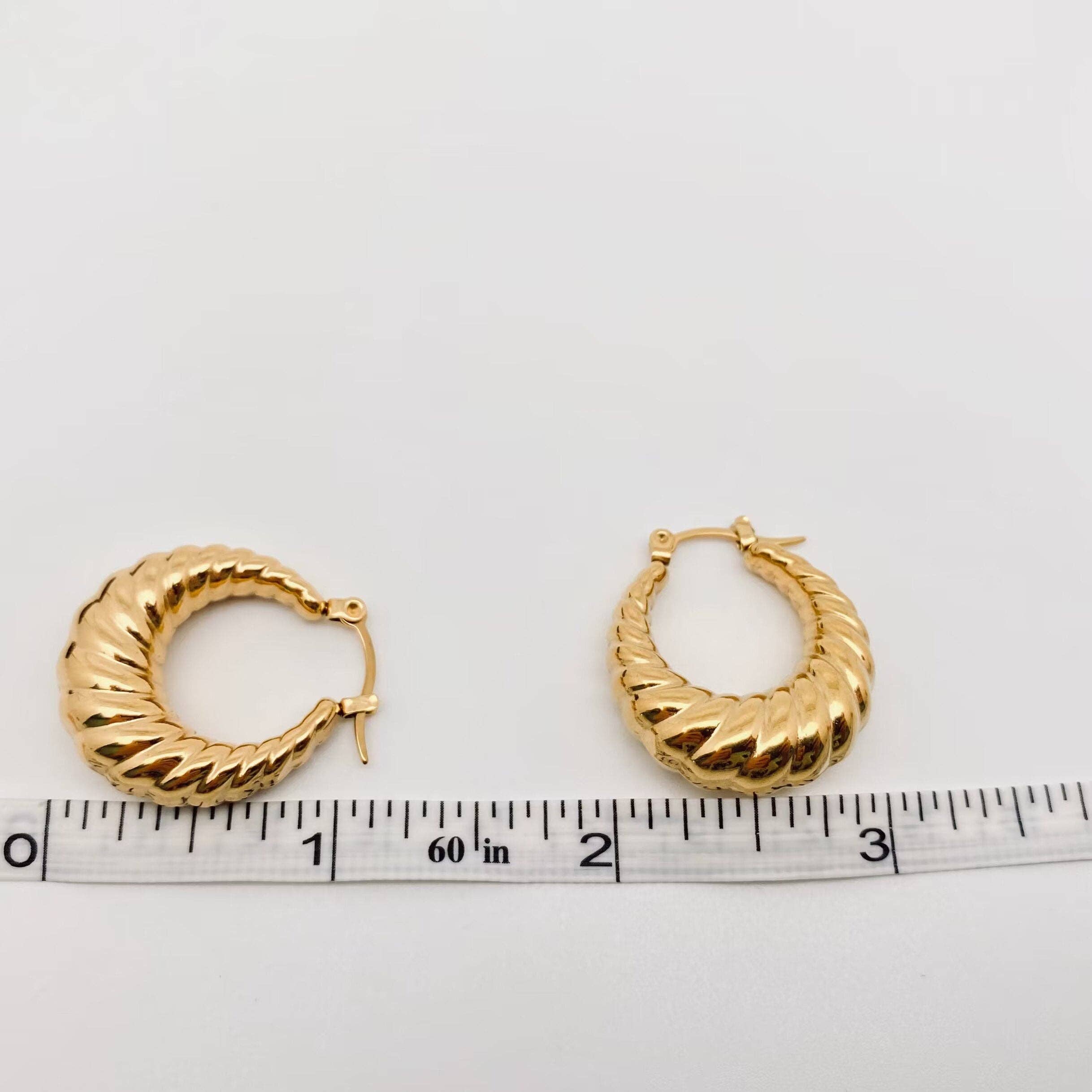 Shrimp Pattern Hollow 18K Gold Plated Hoop Earrings - FGS