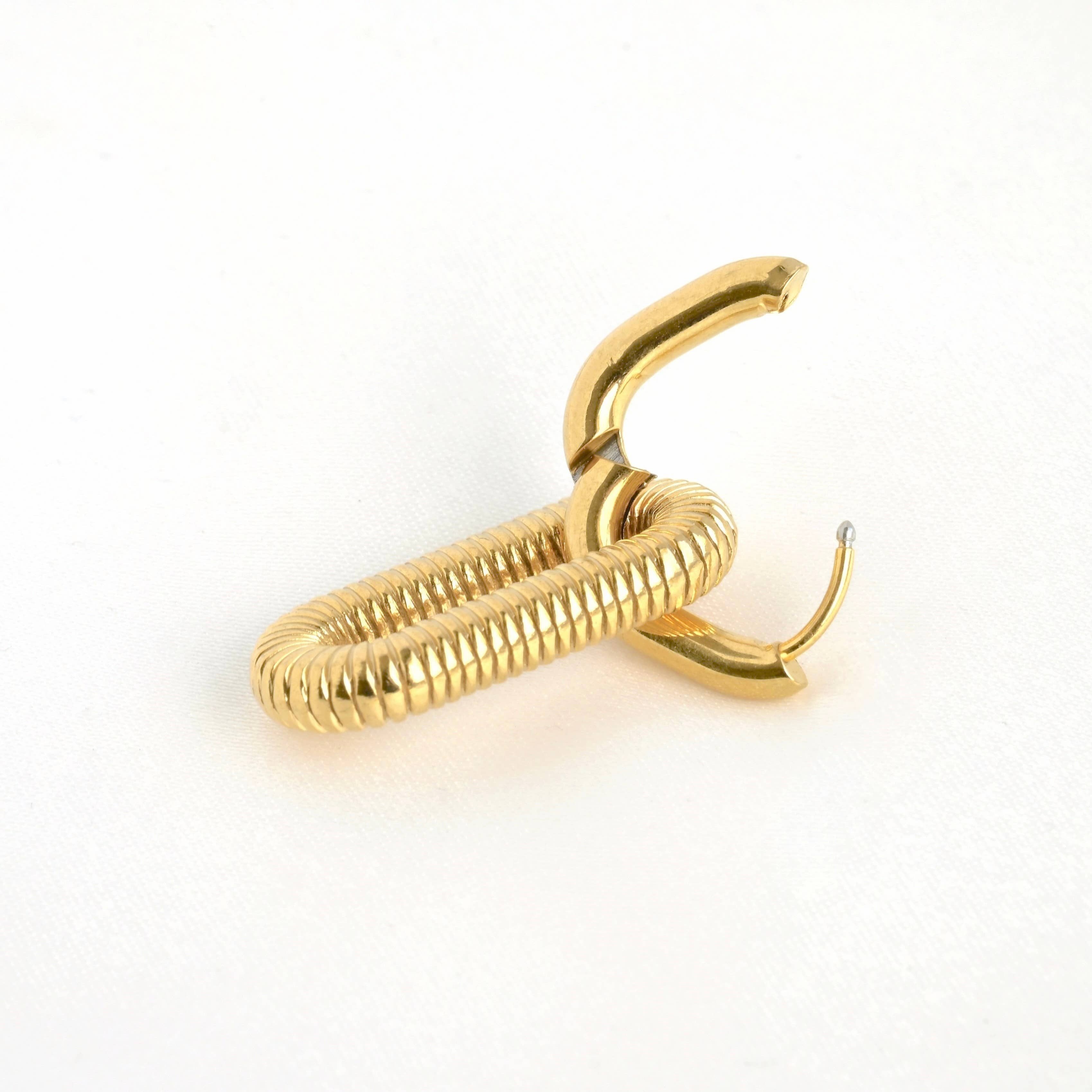 18k Gold Double Hoops - Waterproof Double Link Hoop Earrings