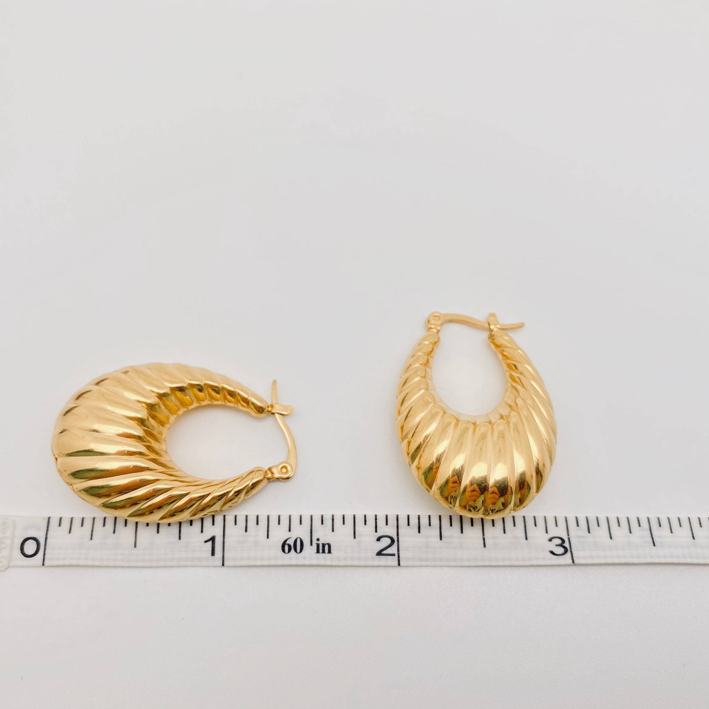 Shrimp Pattern Hollow 18K Gold Plated Hoop Earrings - FGS
