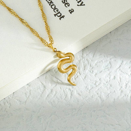 18k Gold-plated Stainless Steel Snake Pendant Necklace - FGS
