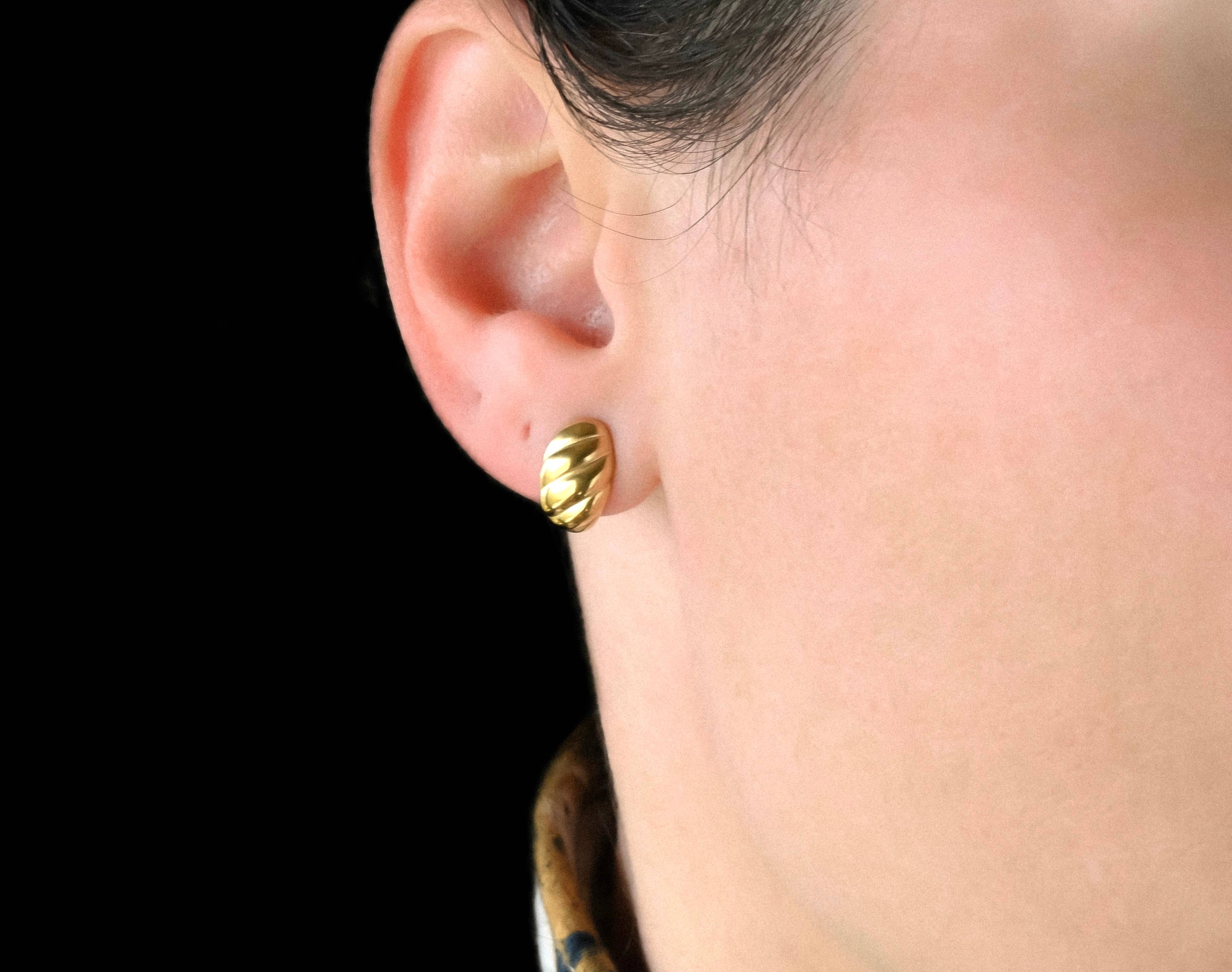 Small Croissant Huggies - Waterproof 18k Gold Dome Earrings