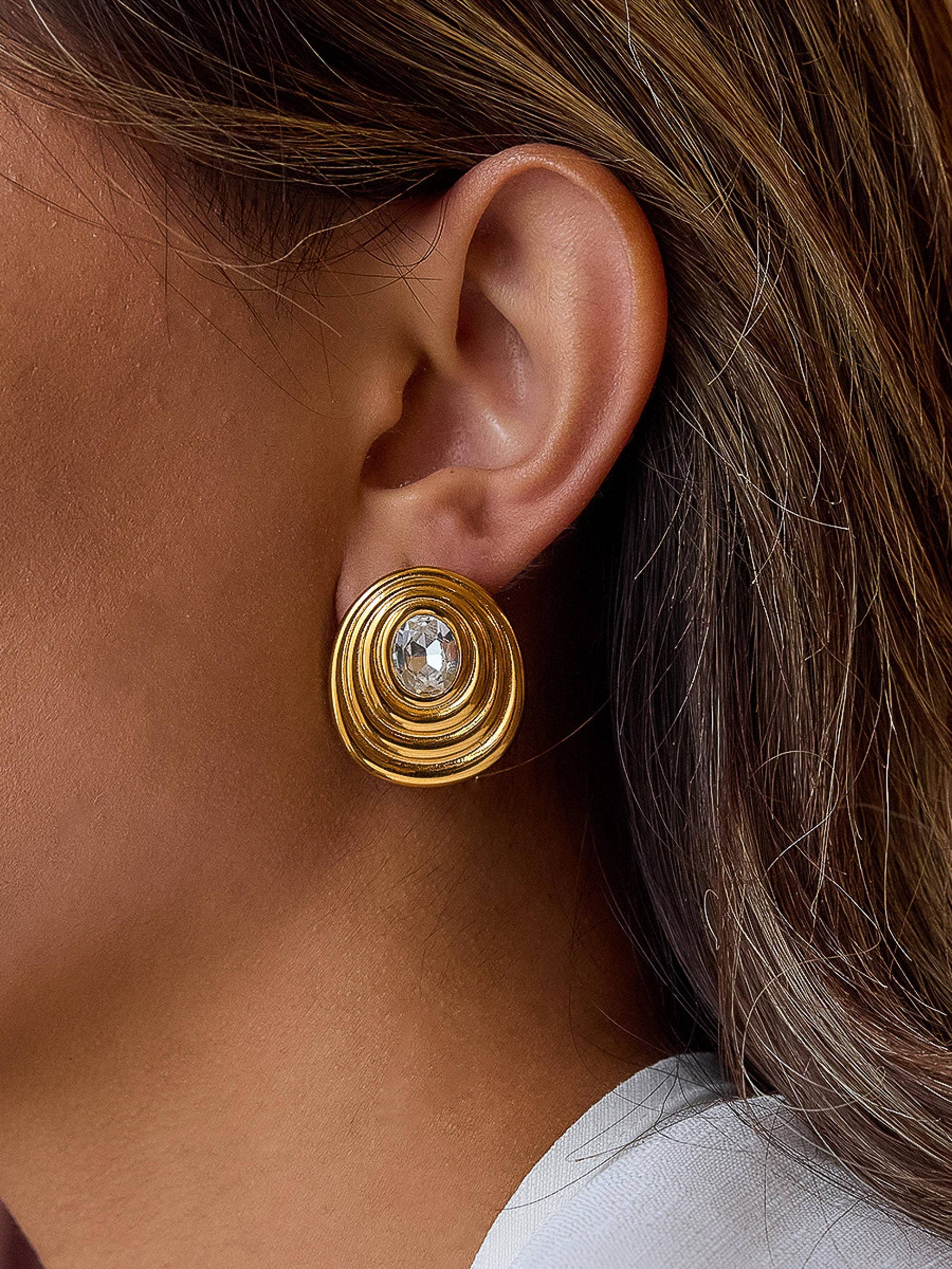Dorée Oval CZ Stud