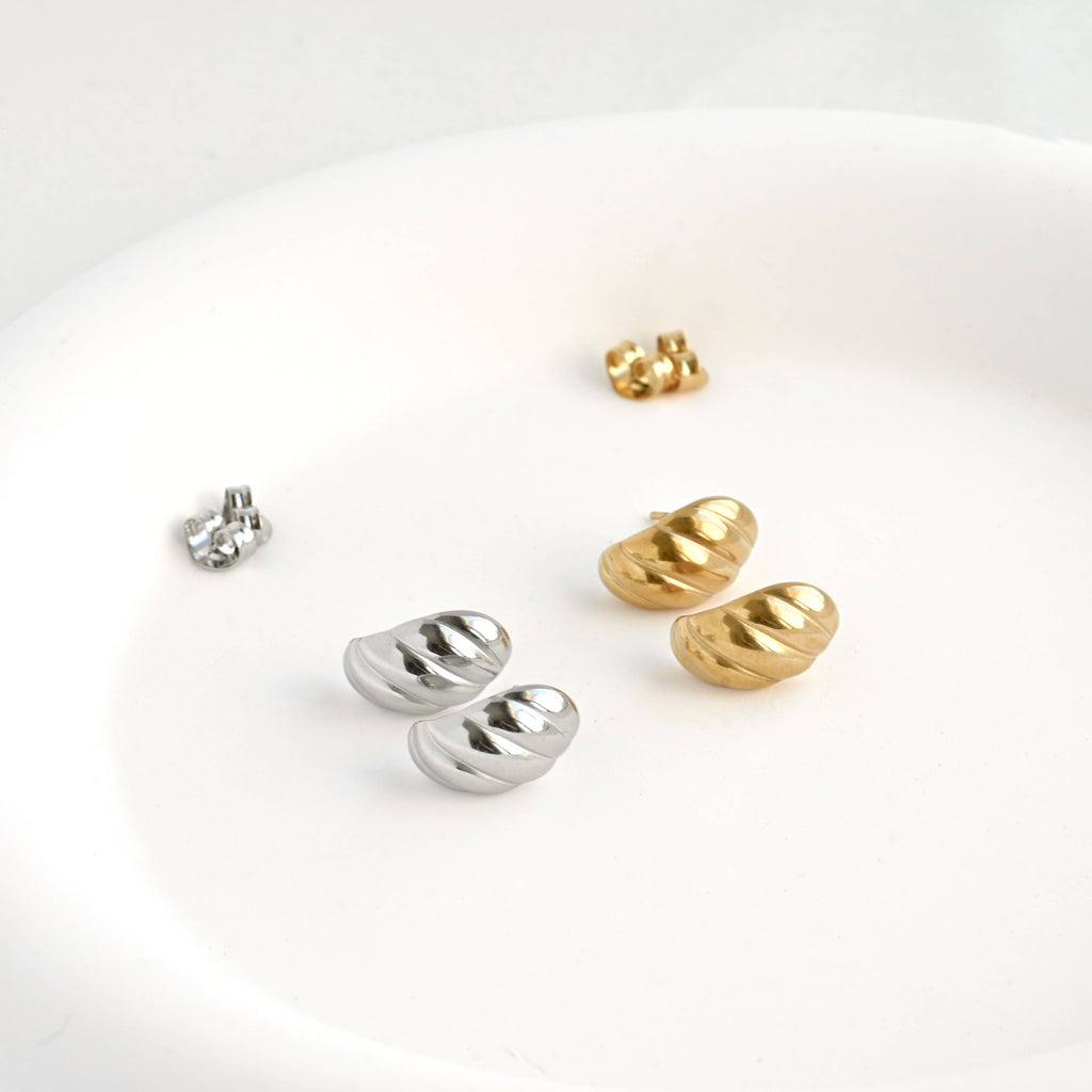 Small Croissant Huggies - Waterproof 18k Gold Dome Earrings