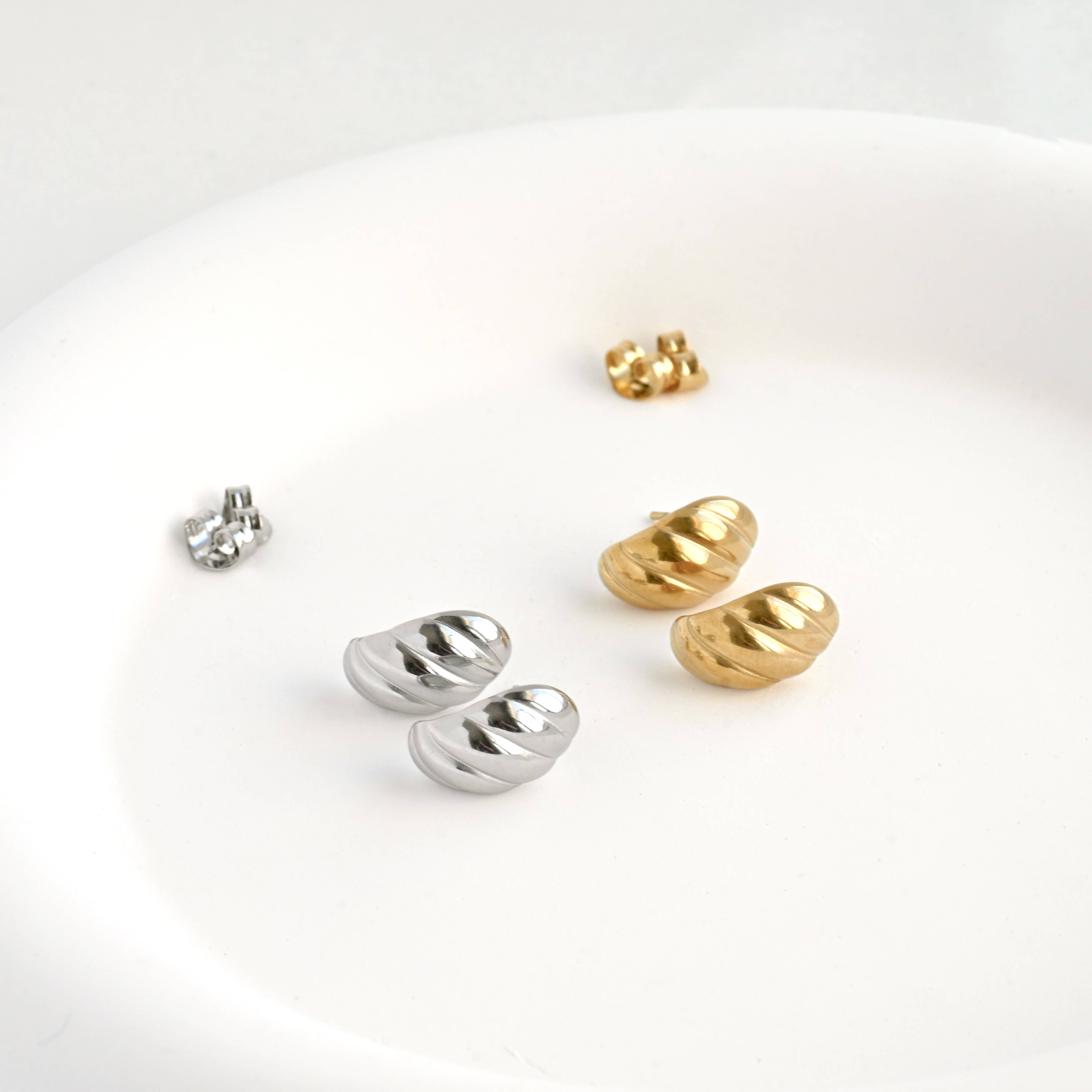Small Croissant Huggies - Waterproof 18k Gold Dome Earrings