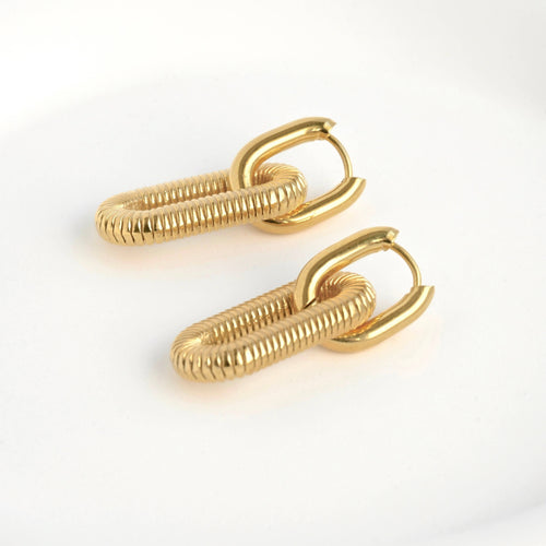 18k Gold Double Hoops - Waterproof Double Link Hoop Earrings