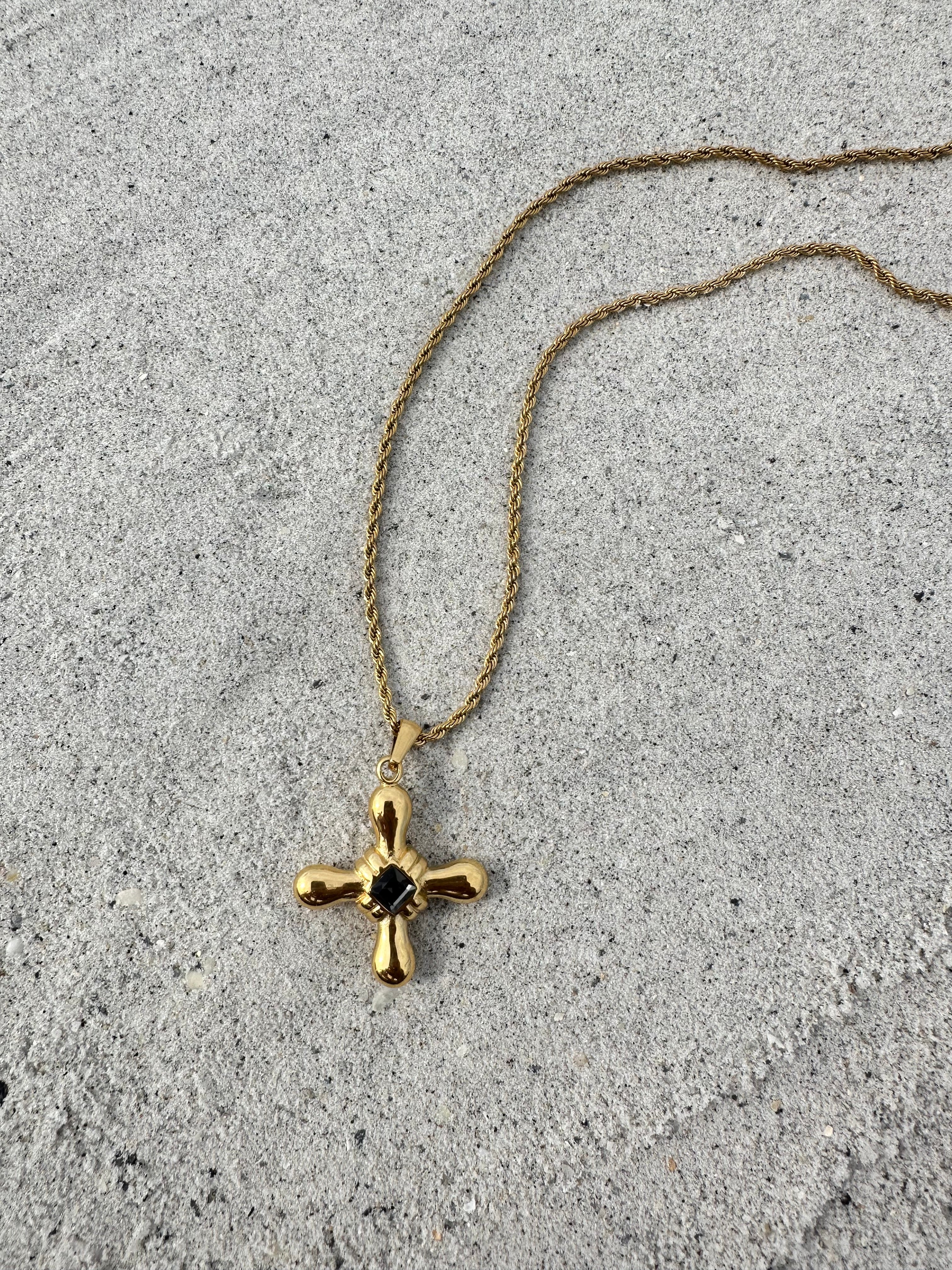 Chantal Stone Cross Necklace