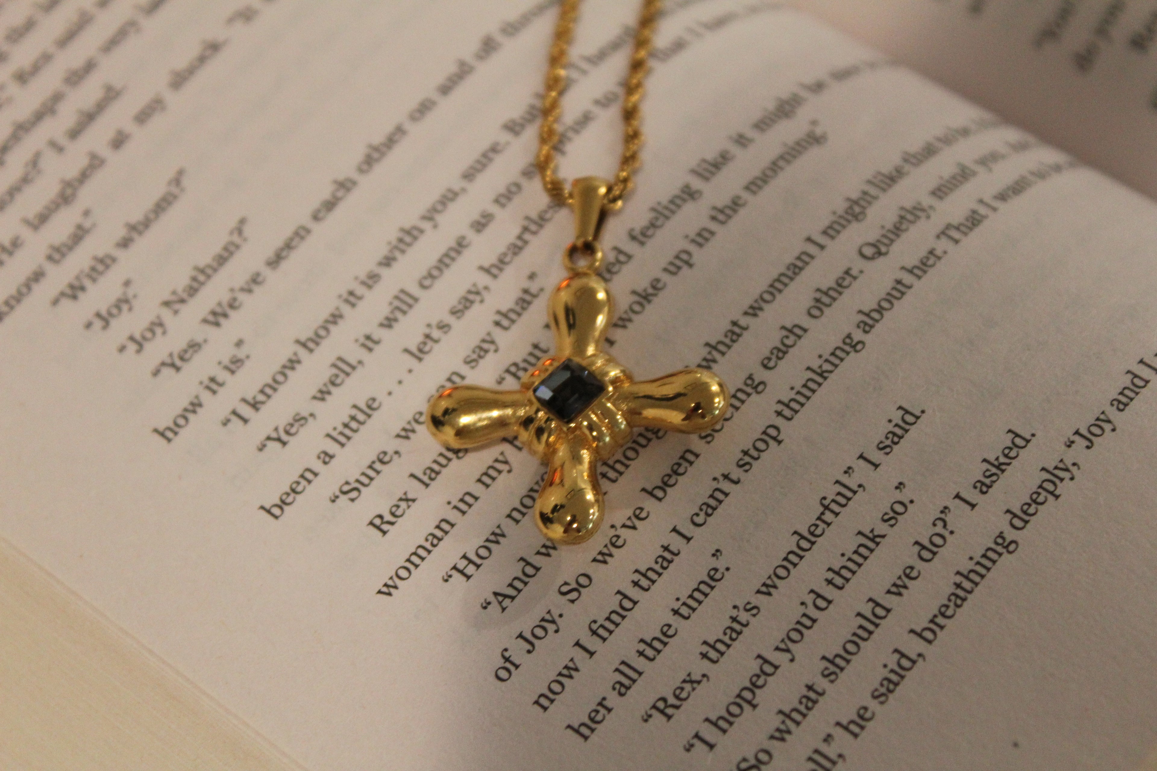 Chantal Stone Cross Necklace
