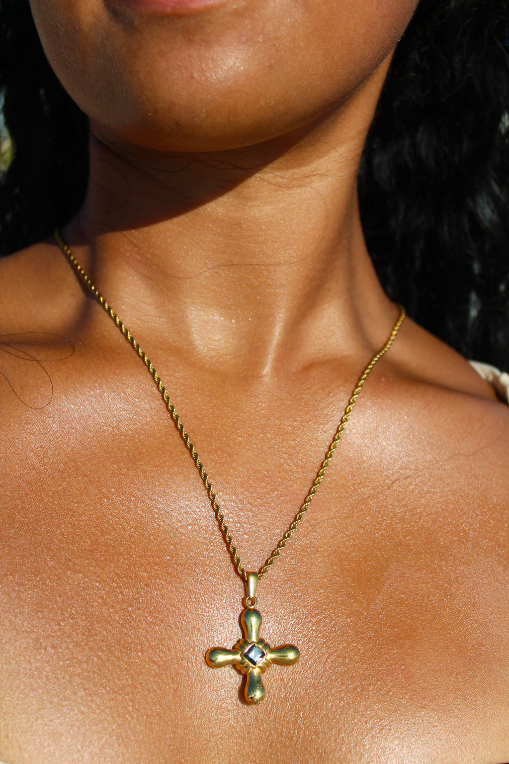 Chantal Stone Cross Necklace