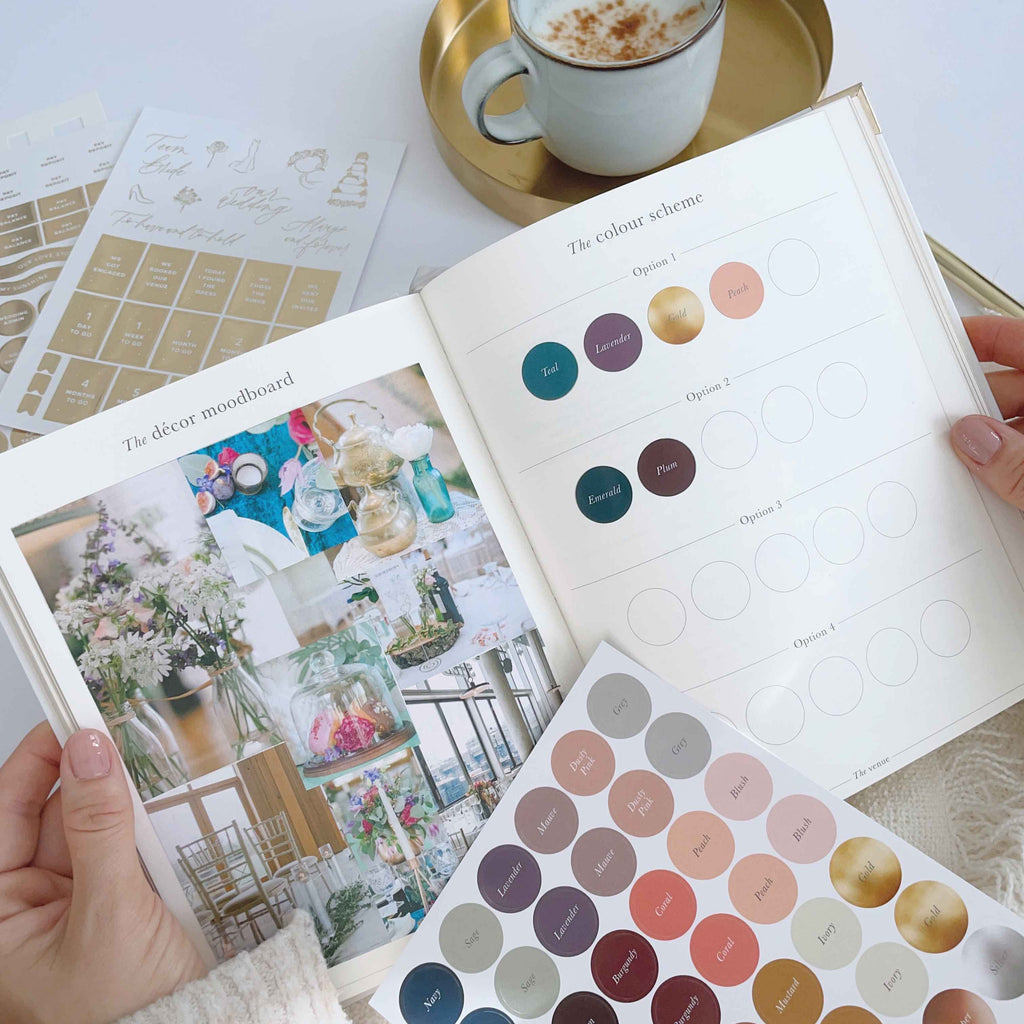 Ivory Cloth Wedding Planner Book with Gold Foil