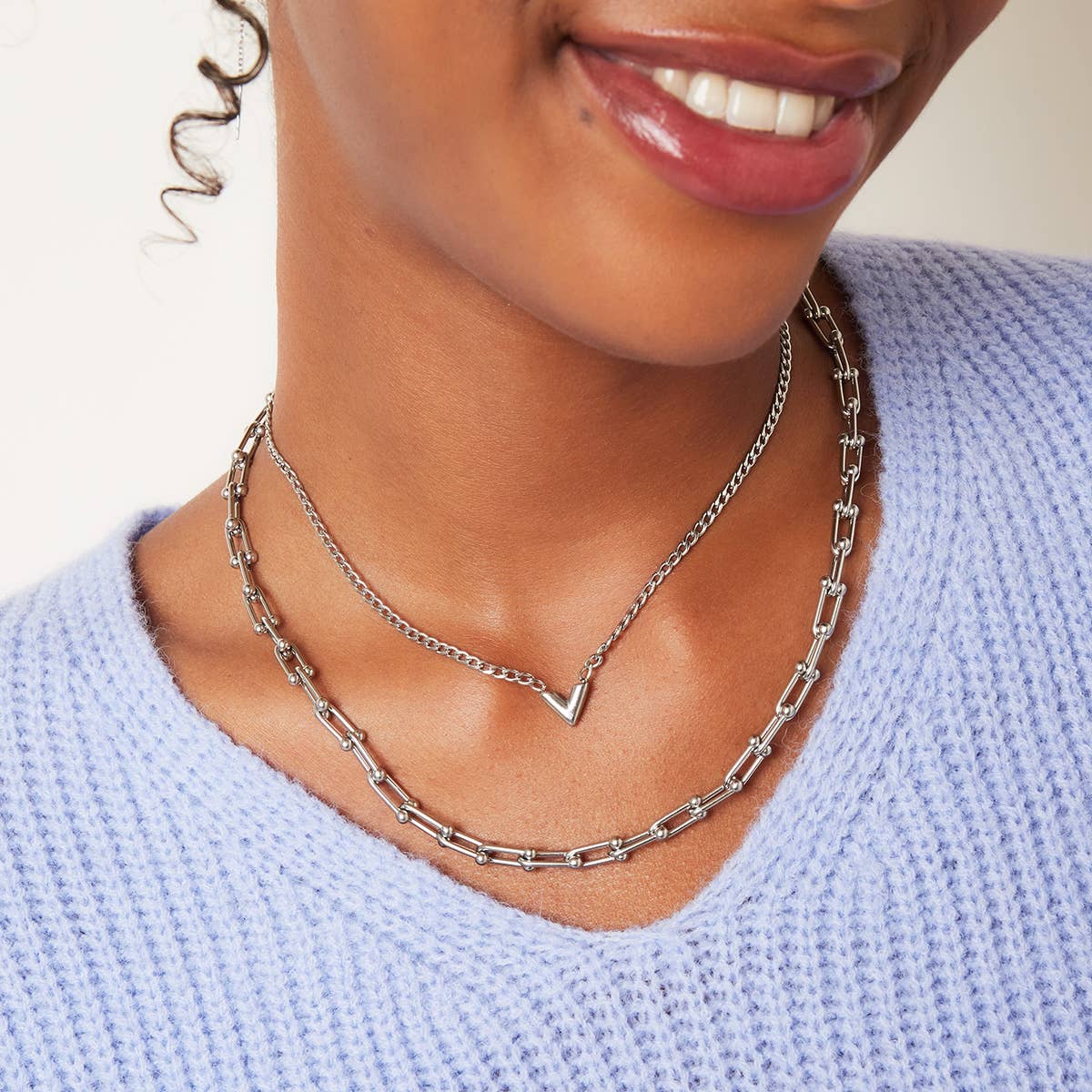 Stainless Steel Necklace Letter V