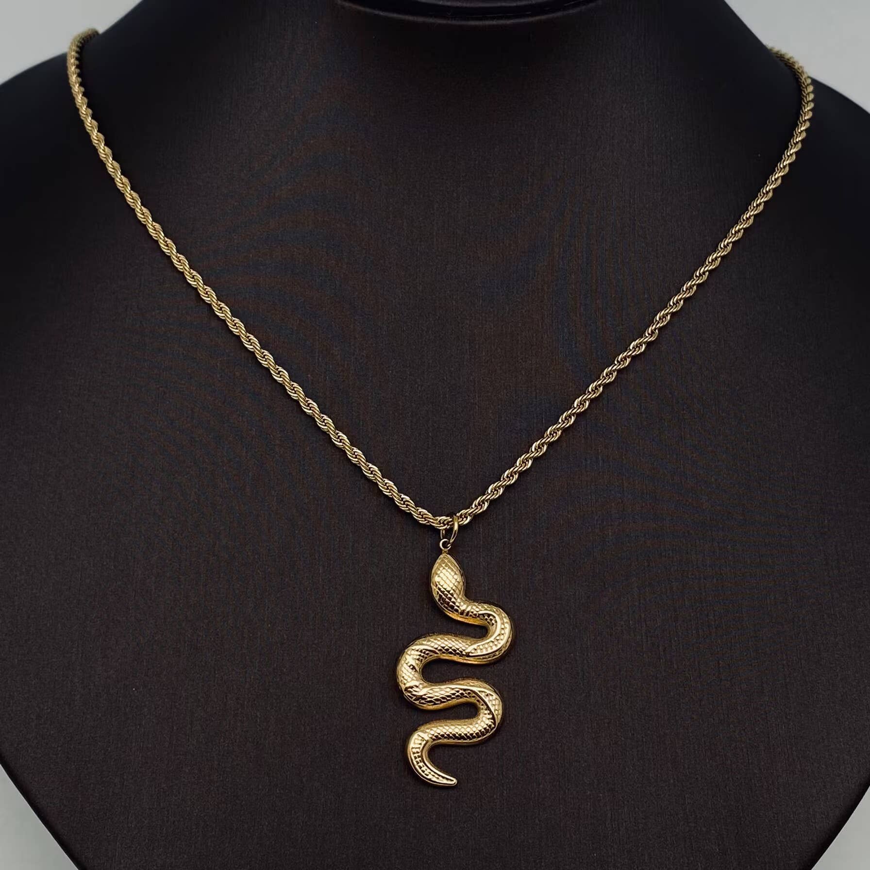 18k Gold-plated Stainless Steel Snake Pendant Necklace - FGS