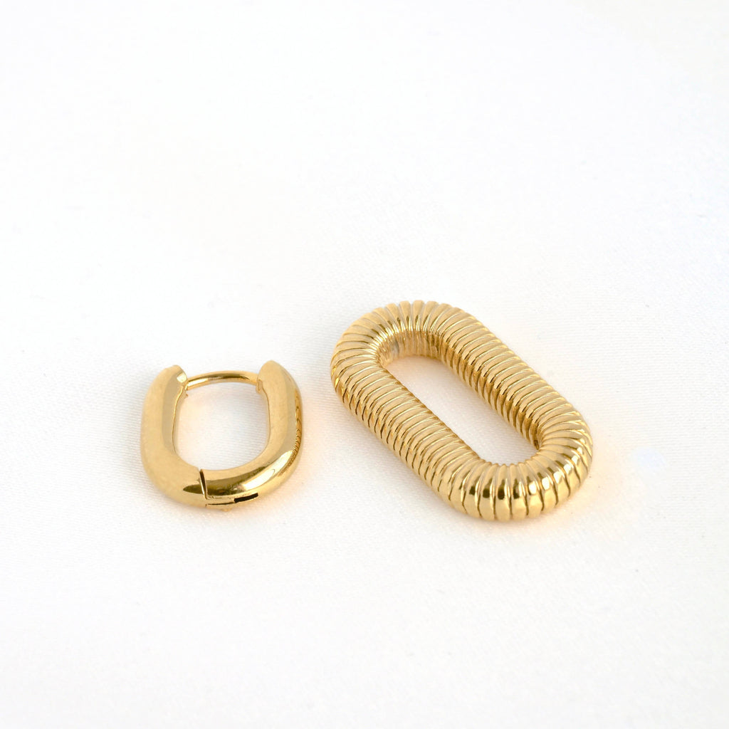 18k Gold Double Hoops - Waterproof Double Link Hoop Earrings