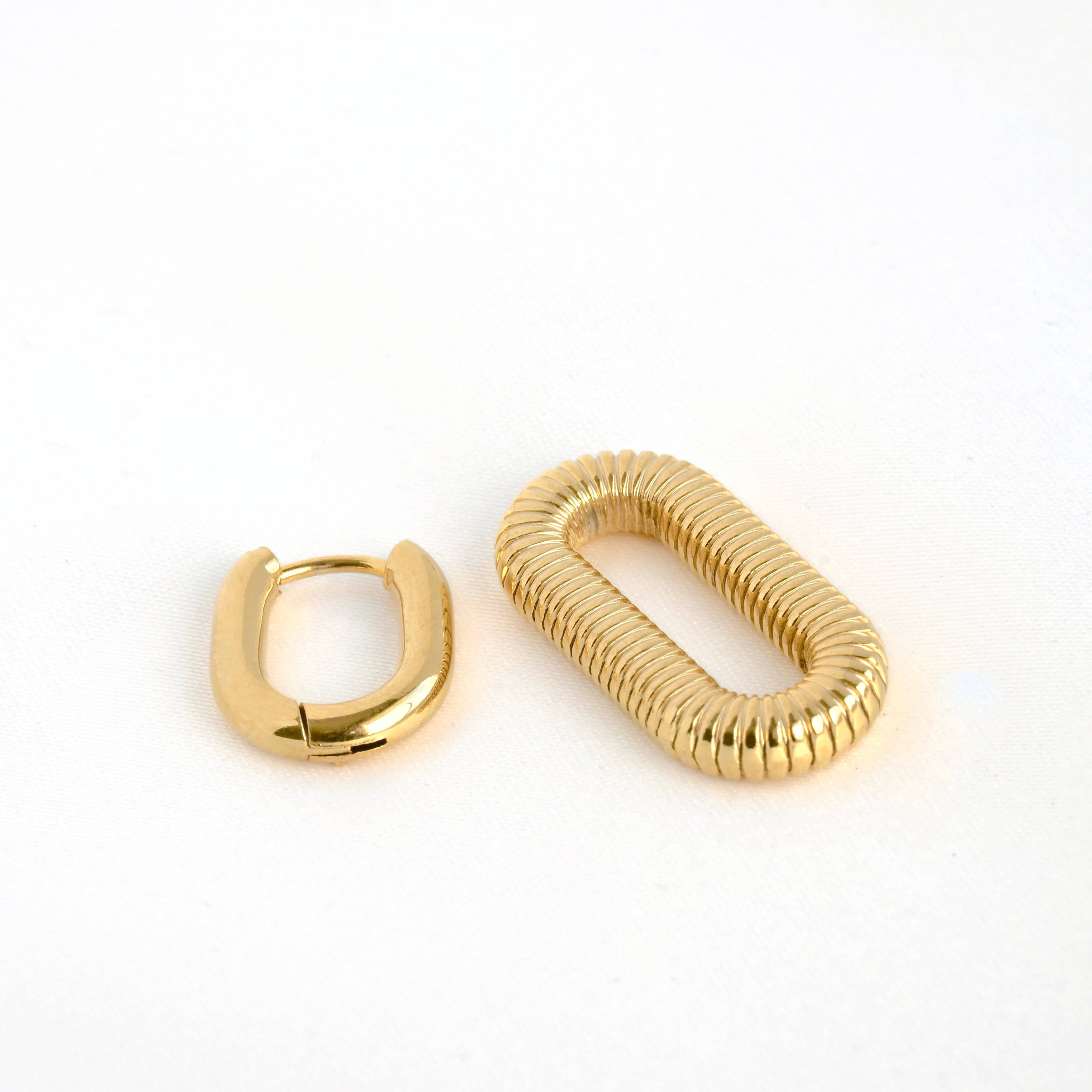 18k Gold Double Hoops - Waterproof Double Link Hoop Earrings