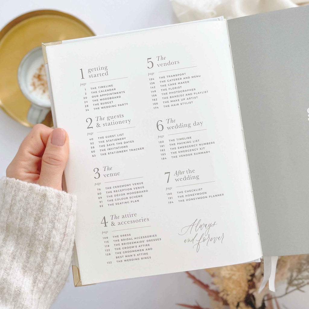 Ivory Cloth Wedding Planner Book with Gold Foil