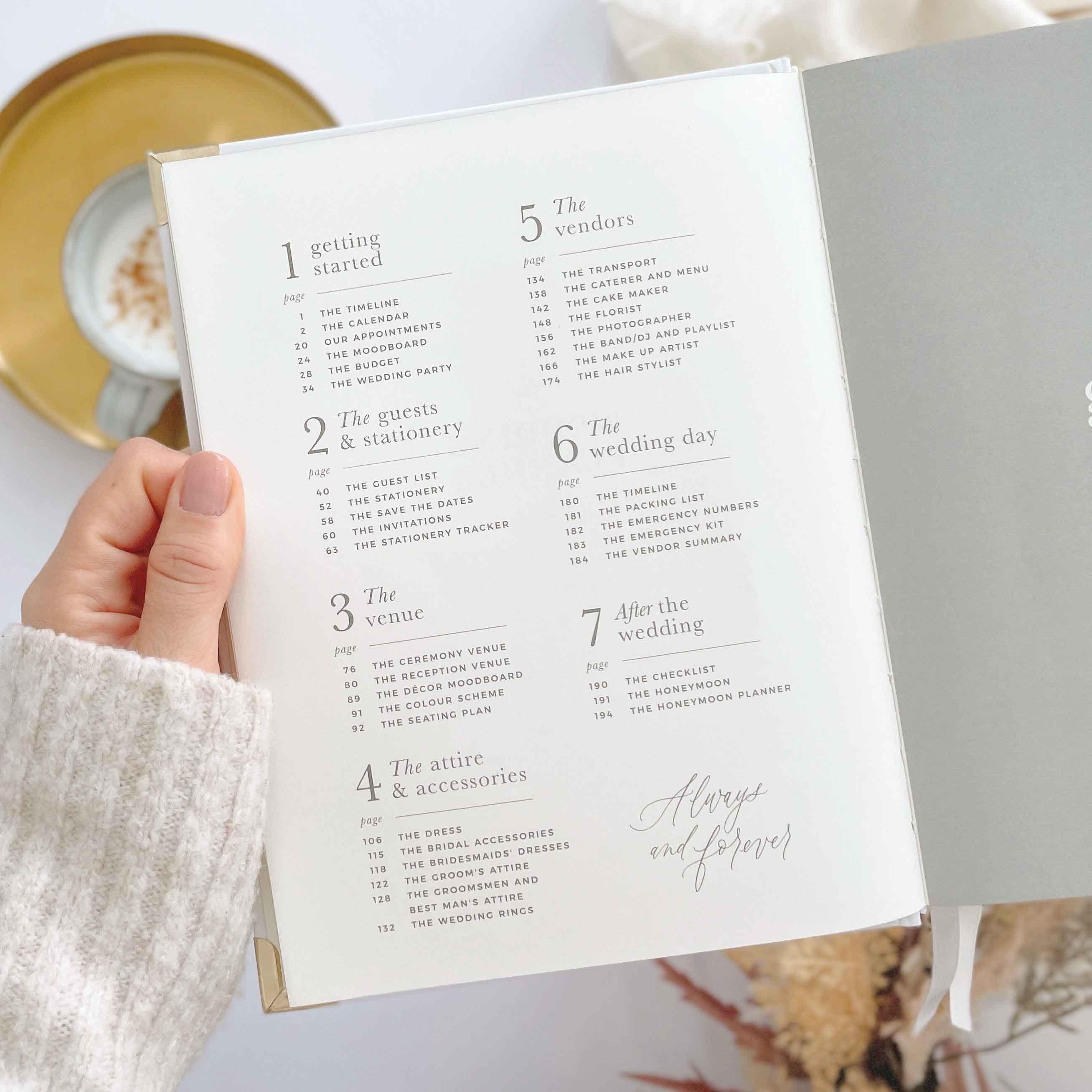 Ivory Cloth Wedding Planner Book with Gold Foil