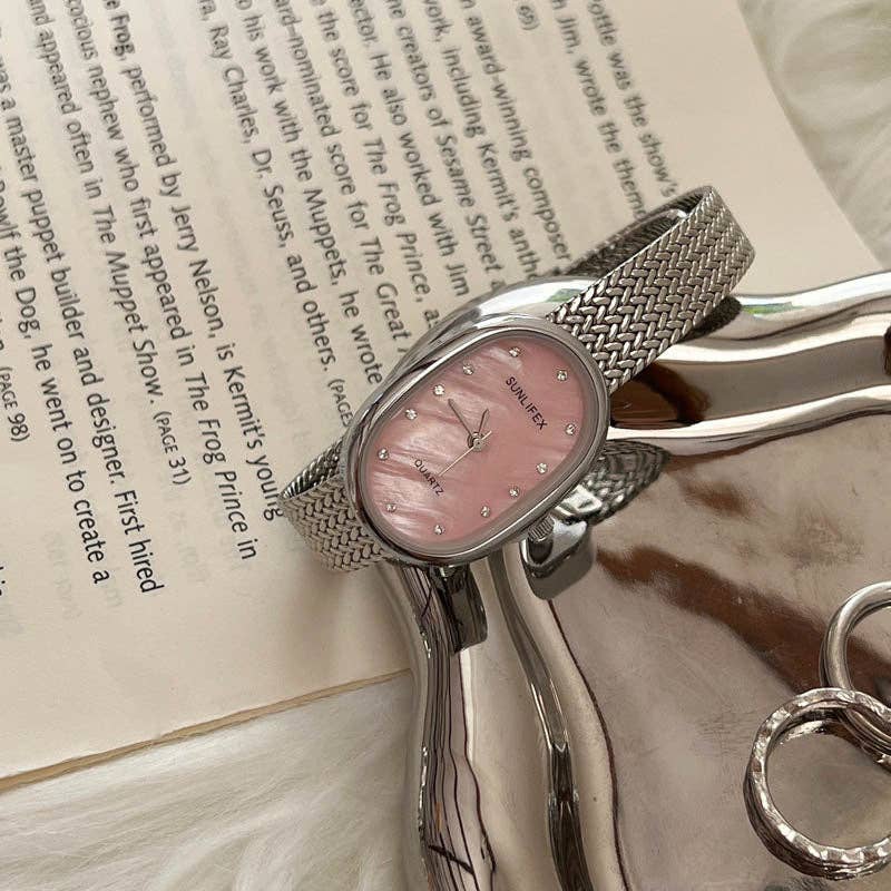 Retro Oval Dial Gold Stainless Steel Watch