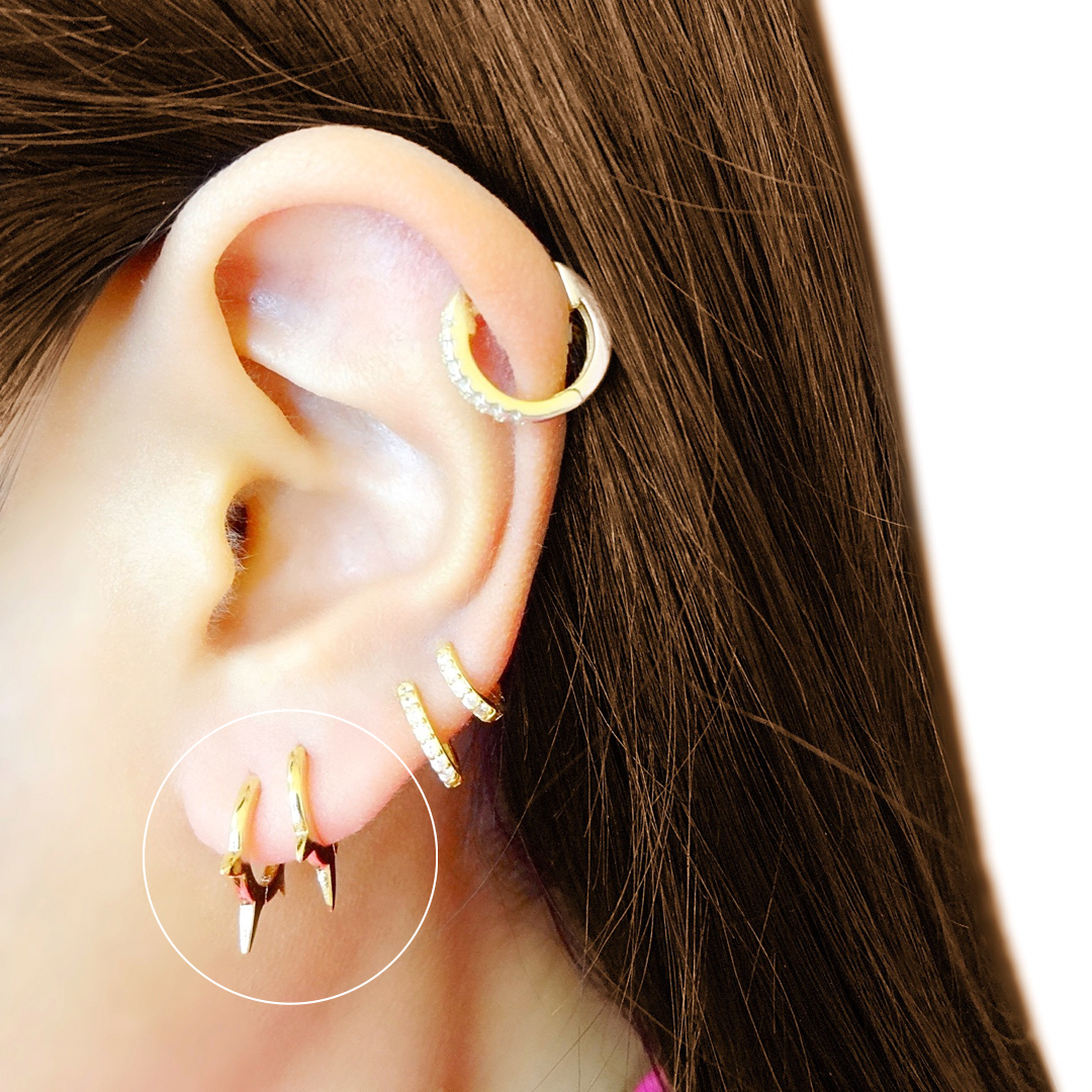 Triple Spike Huggies Earrings