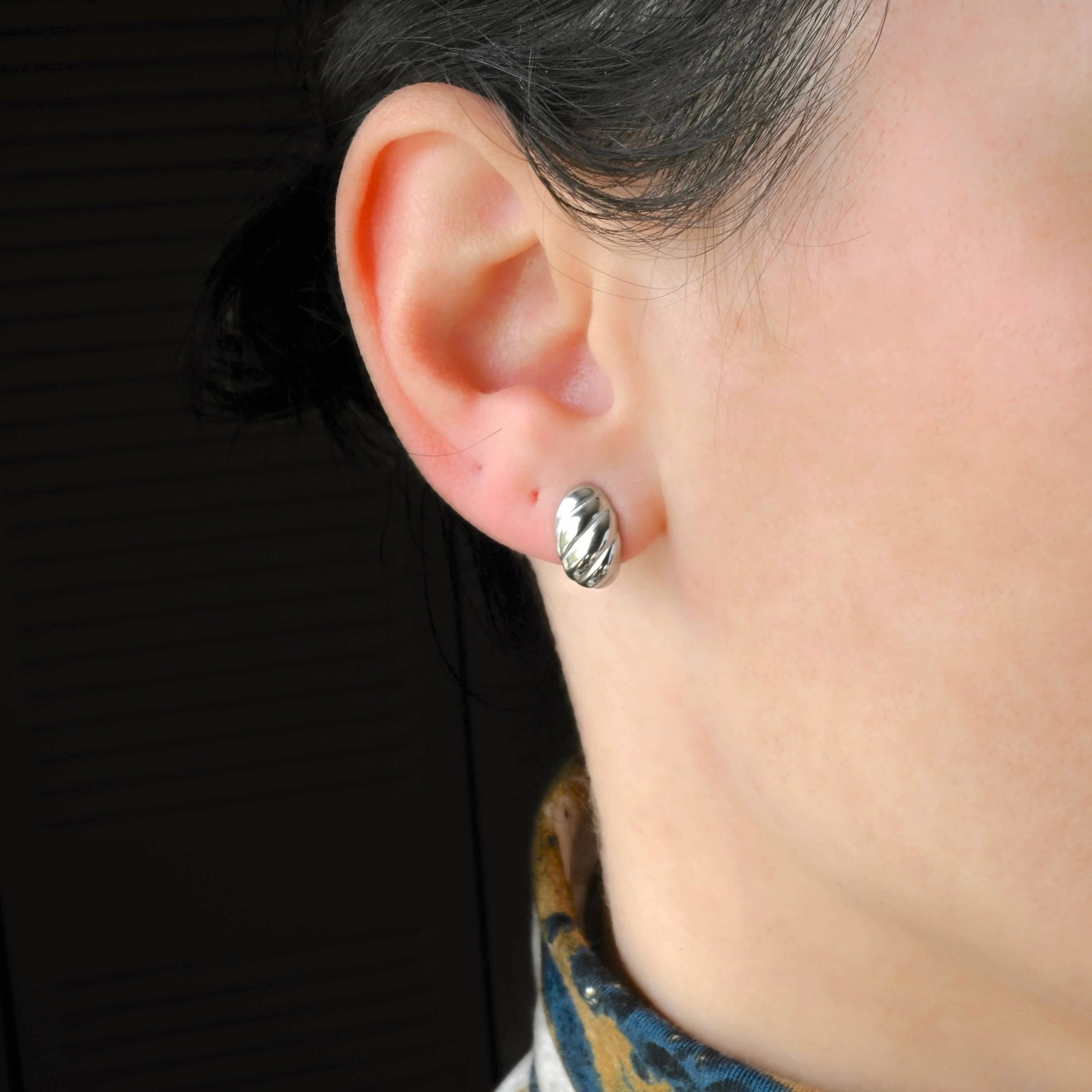 Small Croissant Huggies - Waterproof 18k Gold Dome Earrings