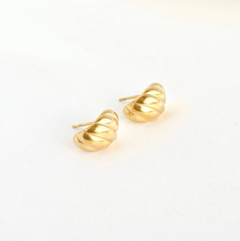 Small Croissant Huggies - Waterproof 18k Gold Dome Earrings