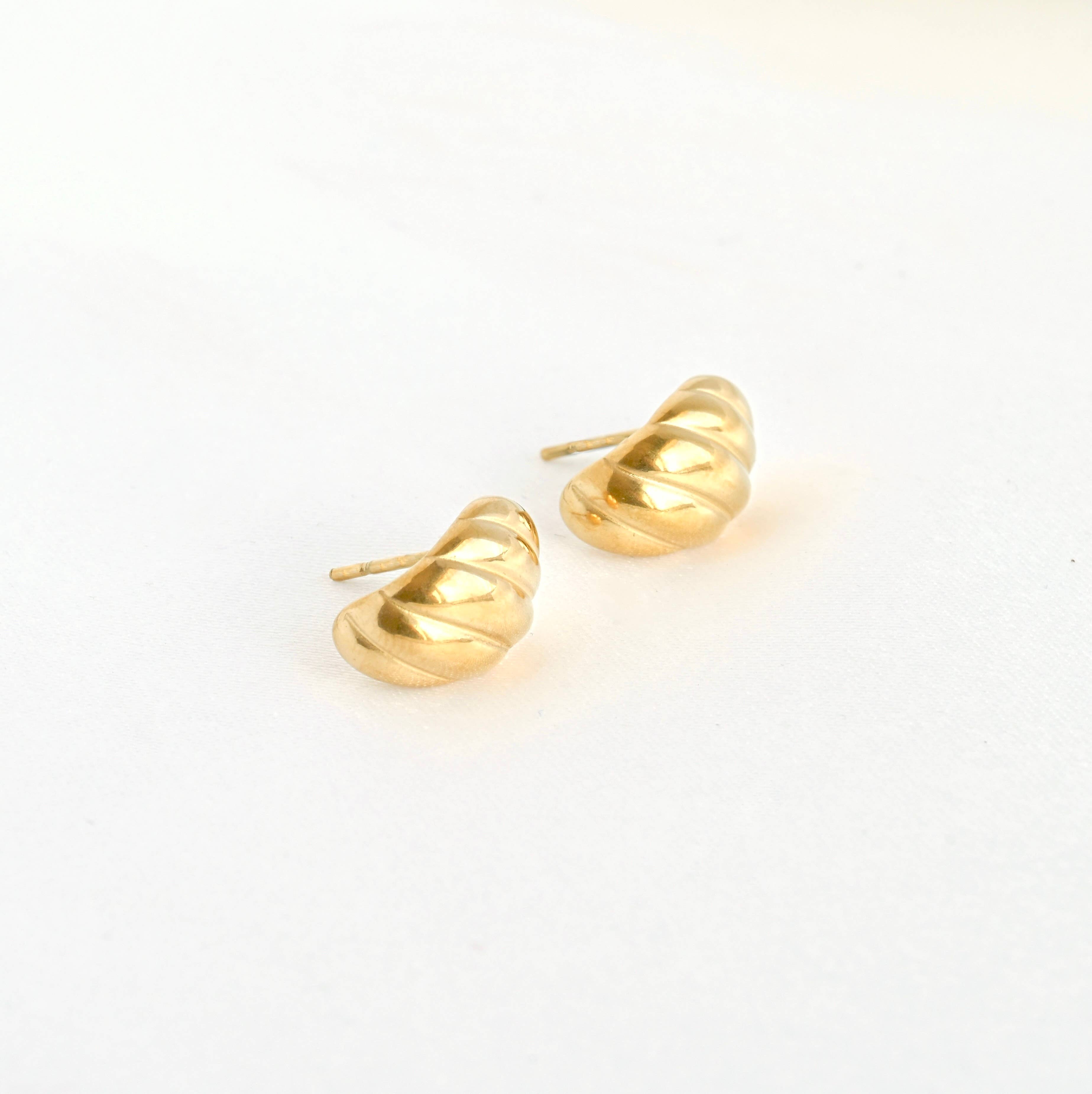 Small Croissant Huggies - Waterproof 18k Gold Dome Earrings