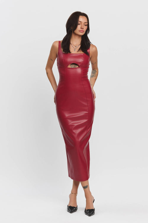 Alara Vegan Leather Cut-Out Maxi Dress