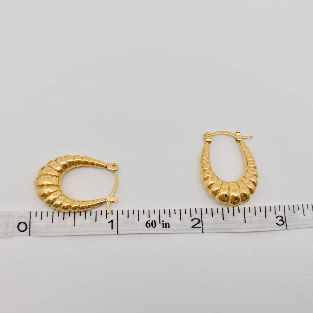 Shrimp Pattern Hollow 18K Gold Plated Hoop Earrings - FGS