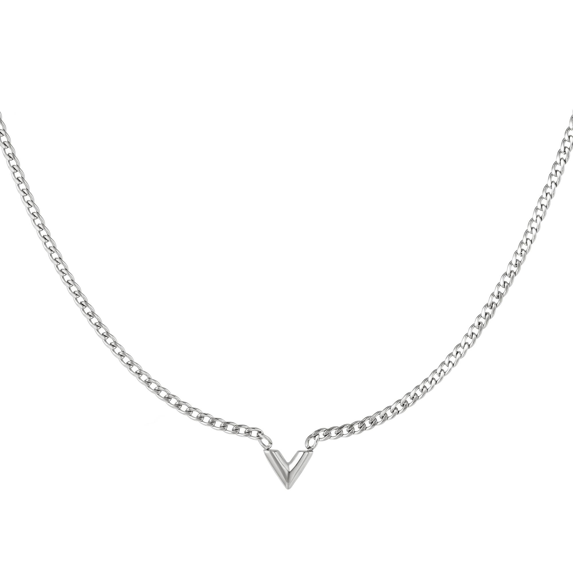 Stainless Steel Necklace Letter V