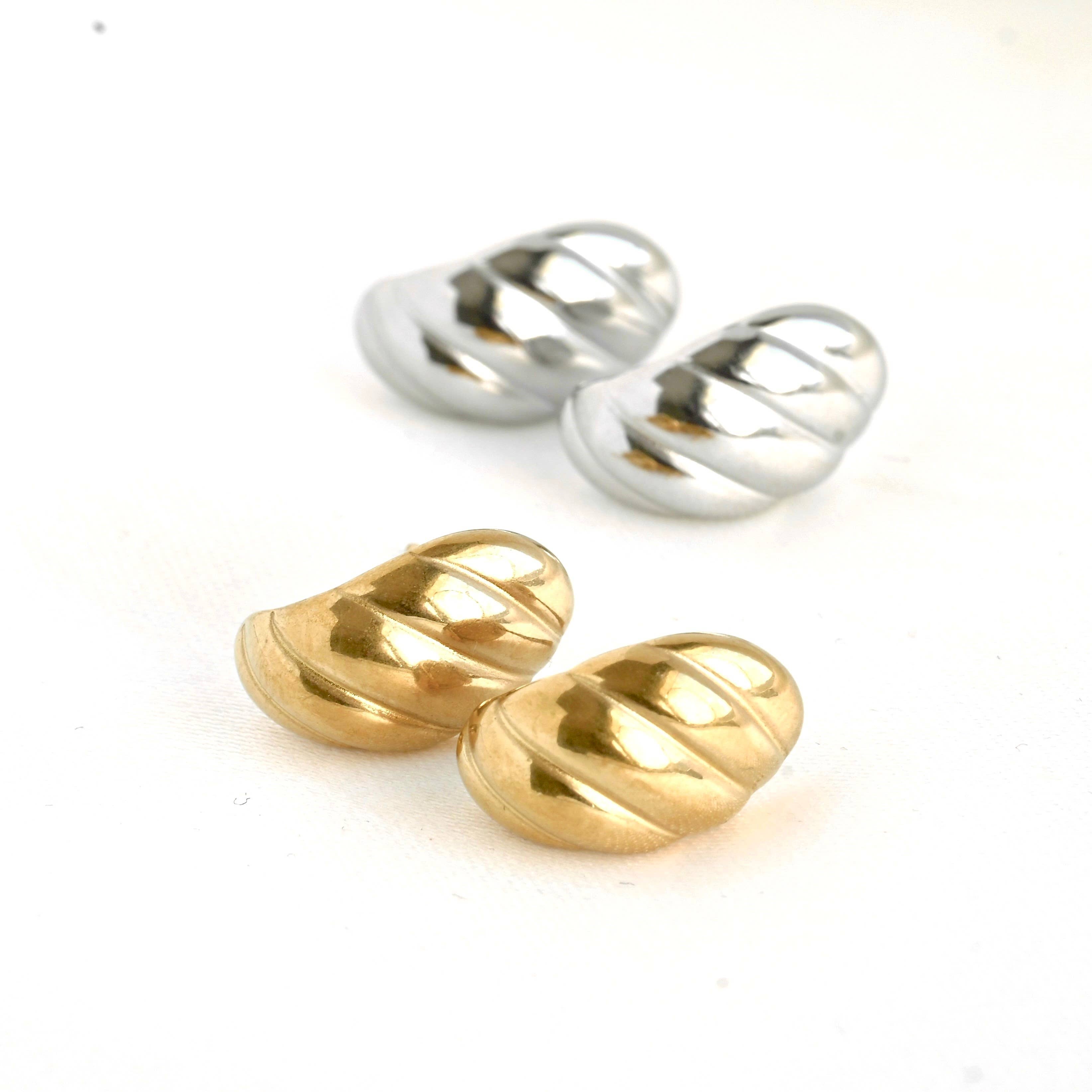 Small Croissant Huggies - Waterproof 18k Gold Dome Earrings