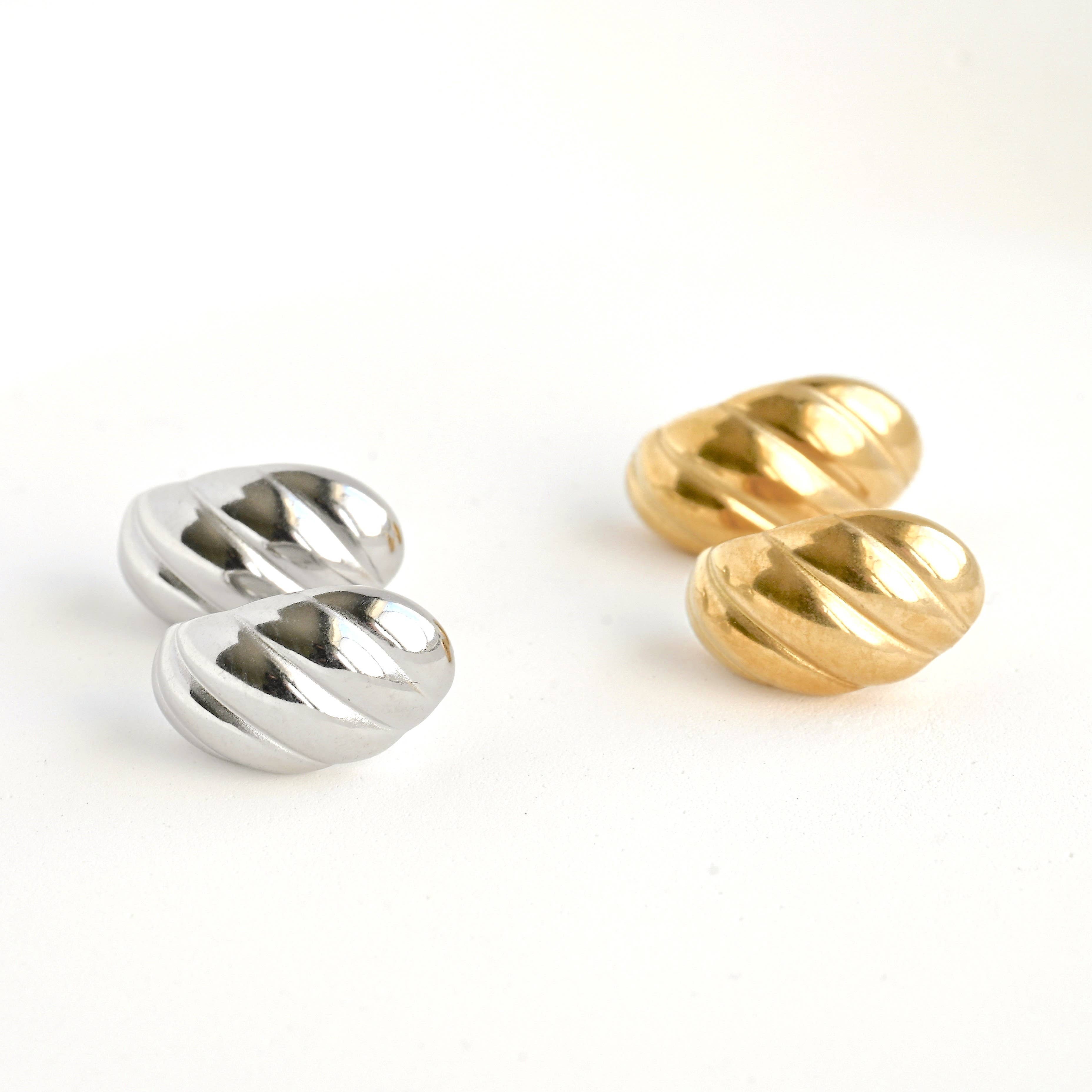 Small Croissant Huggies - Waterproof 18k Gold Dome Earrings