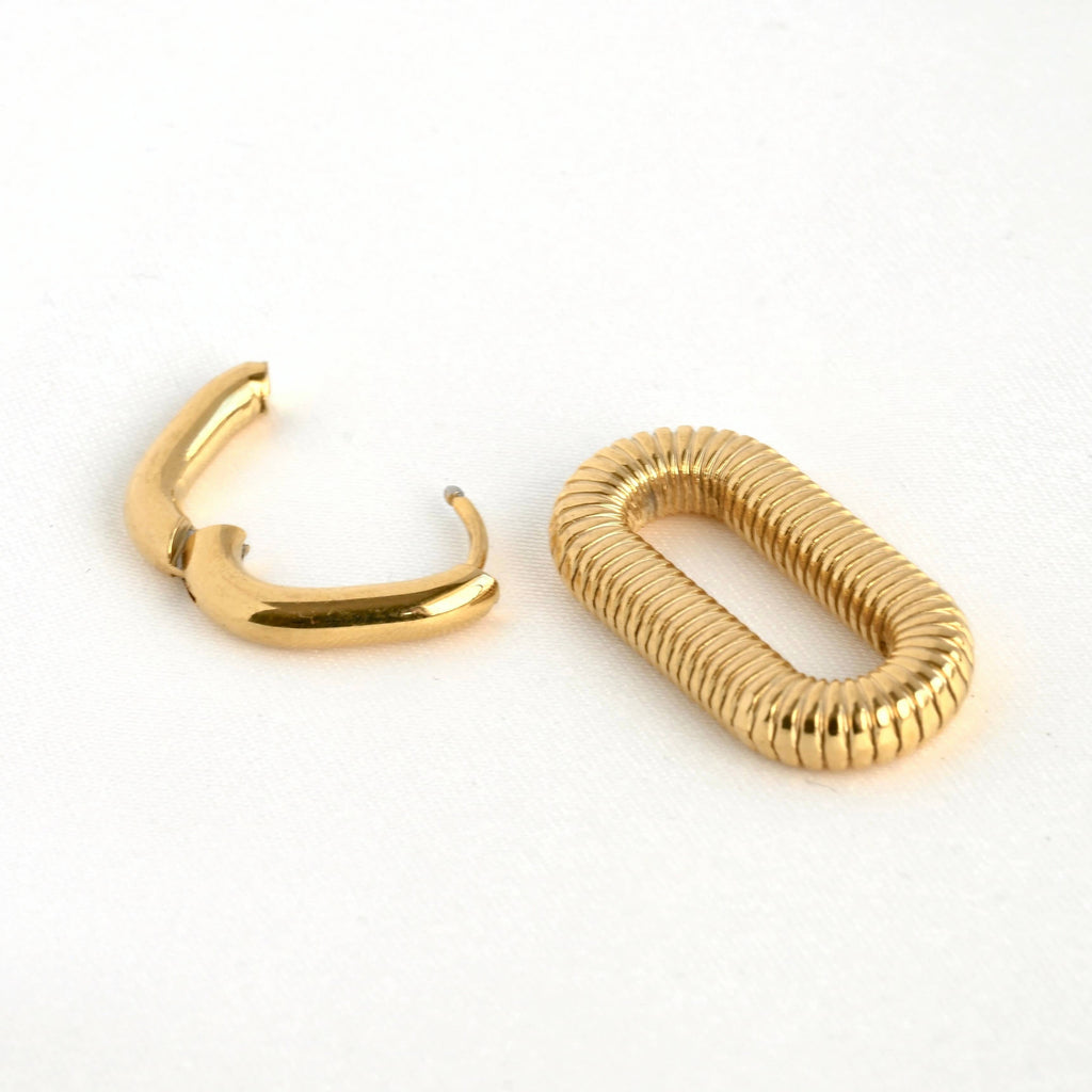 18k Gold Double Hoops - Waterproof Double Link Hoop Earrings