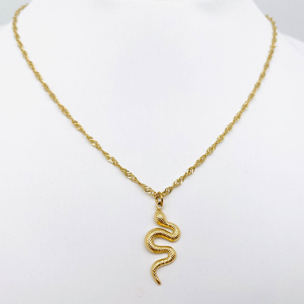 18k Gold-plated Stainless Steel Snake Pendant Necklace - FGS