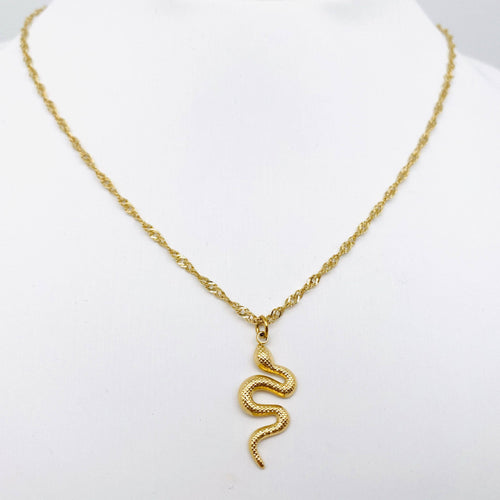 18k Gold-plated Stainless Steel Snake Pendant Necklace - FGS